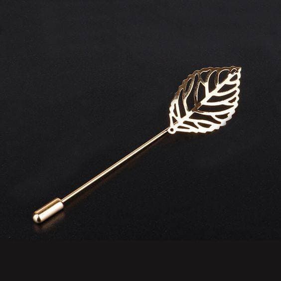 Golden Color Leave Brooch With Lapel Pin For Men