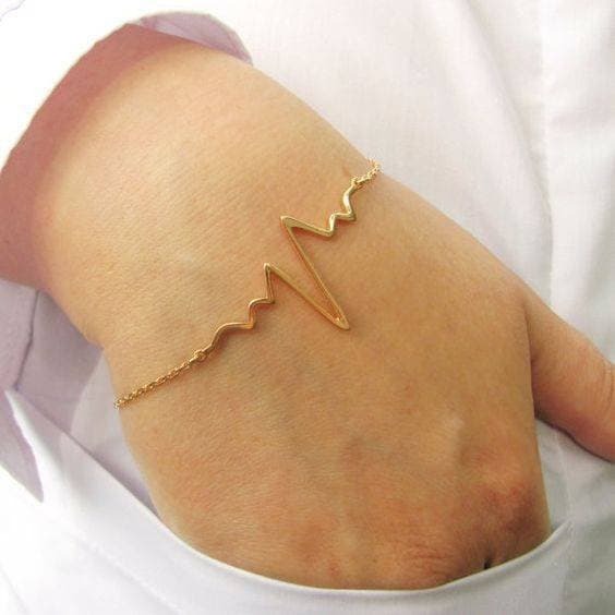 Golden Color Heart Beat Style Bracelet For Men