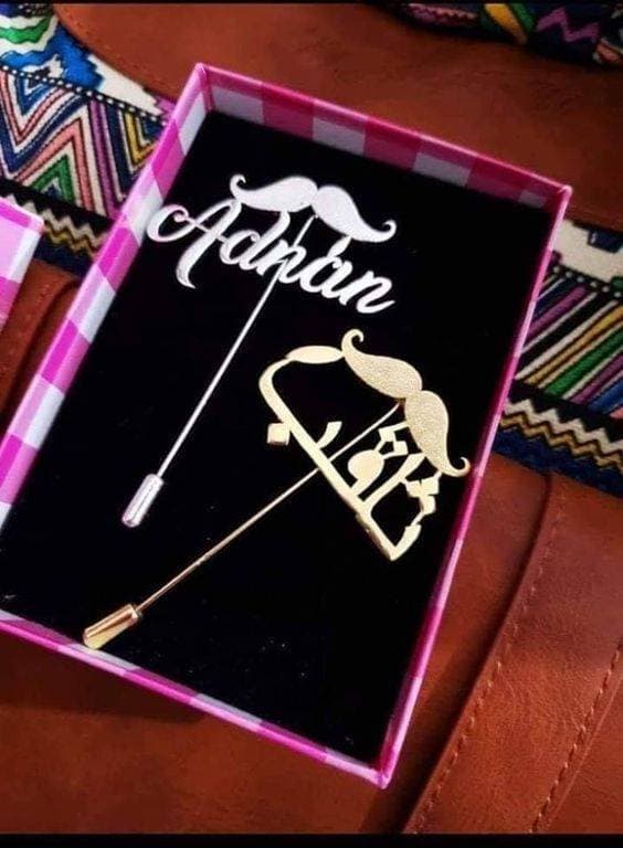 Customize Name Brooch With Lapel Pin For Men - Adnan, Saqib