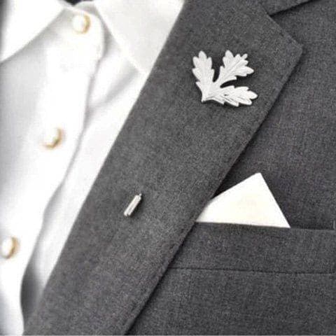 Silver Color Flower Brooch With Lapel Pin For Men