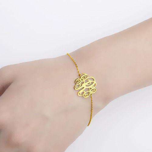 Customized Alphabet Golden ID Bracelet For Women - 1 Piece