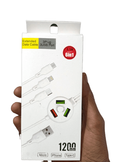6 in 1 Extended mobile data cable 3 Plug 3 Usb port