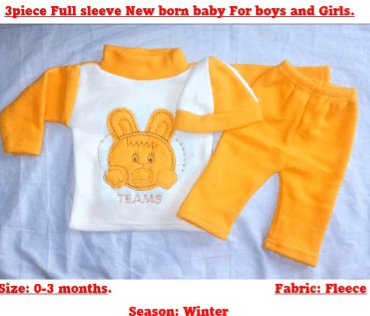 Newborn Baby 3 PCS Light Yellow Sleeve Suit - 1 Pack