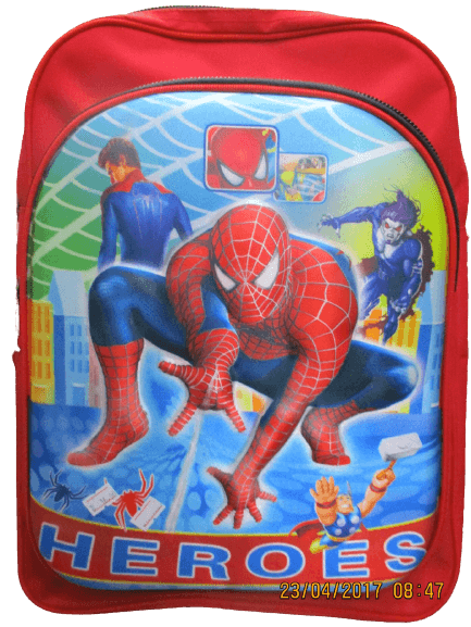 3D-Cartoon Character Spiderman School Bag - Red