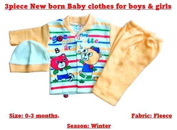 Newborn Baby 3 PCS Thin Yellow Suit For Boys And Girls - 1 Pack