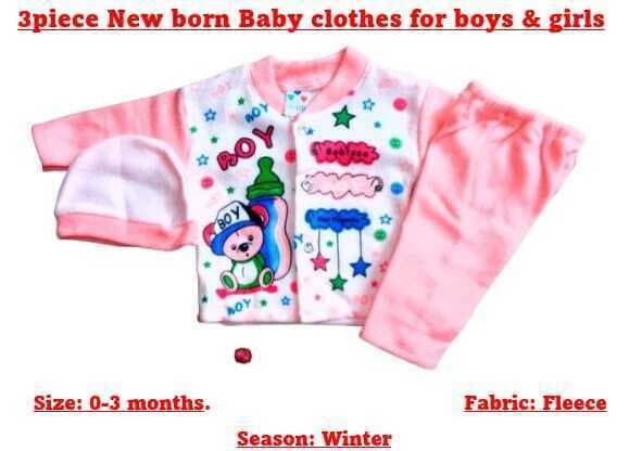 Newborn Baby 3 PCS Light Pink Suit For Boys And Girls - 1 Pack