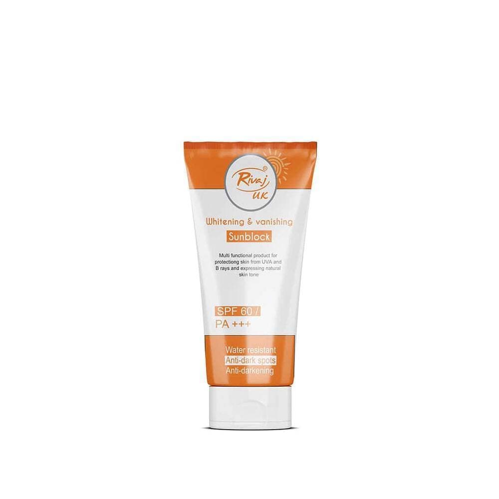 Original RIVAJ UK Sunblock SPF60 Whitening, Moisturizing and Vanishing Sunblock (40ml)