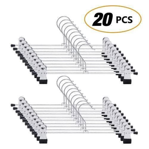Clothes Hangers With Clips Silver Velvet Hangers - Pack of 20 PCS