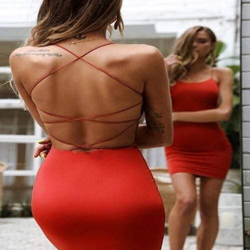 Hot Party Dresses Backless Spaghetti Straps Women Sexy Bodycon Clubwear Mini Dress Lingerie Women'S Clothing Clubwear