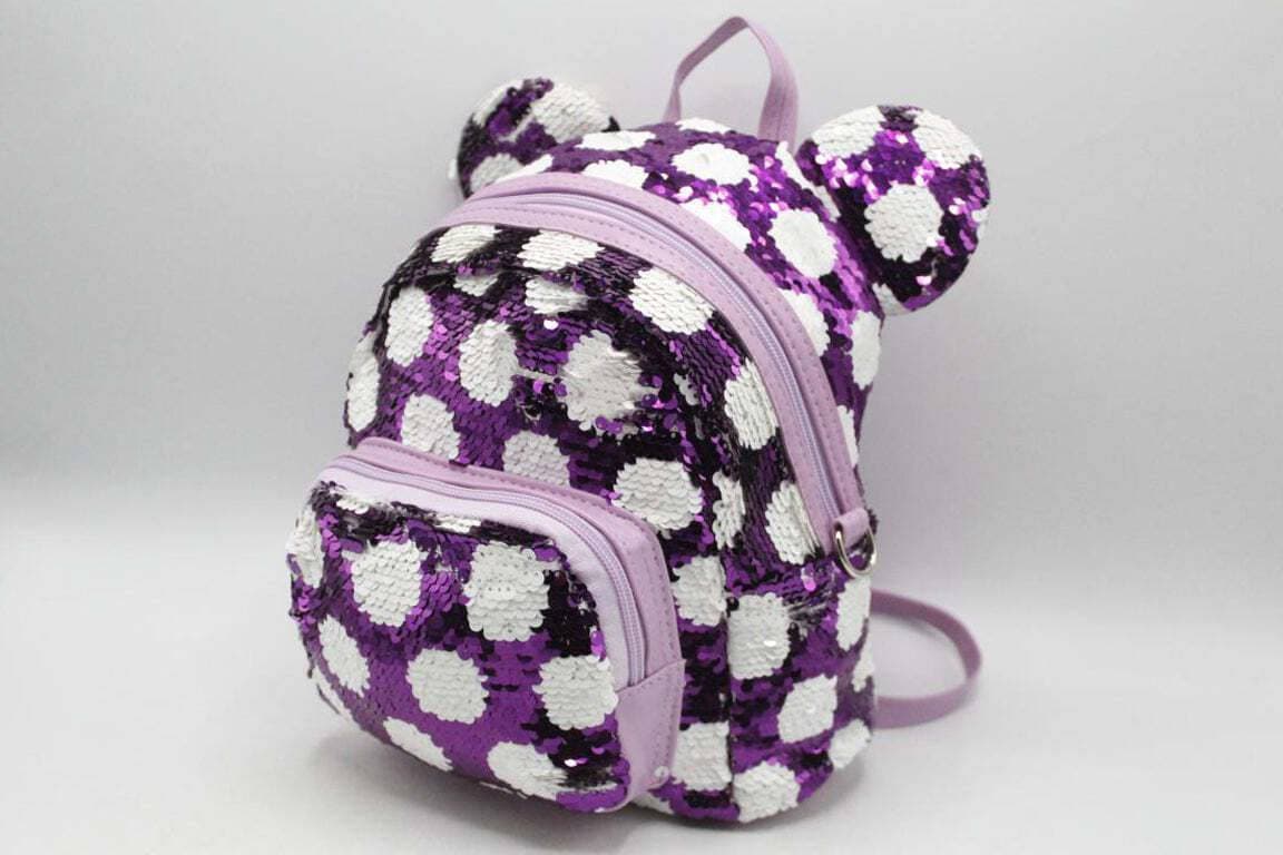 Sequins Polka Dots Small Backpack Bag Purple (K03)