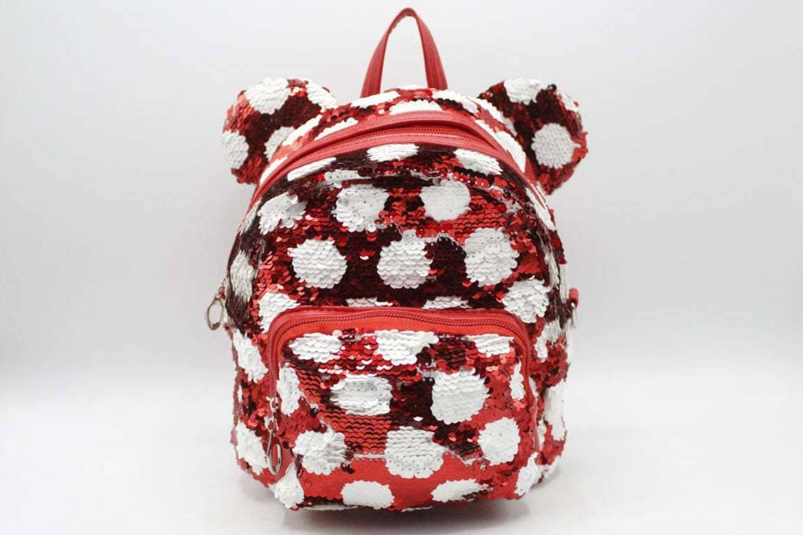 Sequins Polka Dots Small Backpack Bag Red (K03)