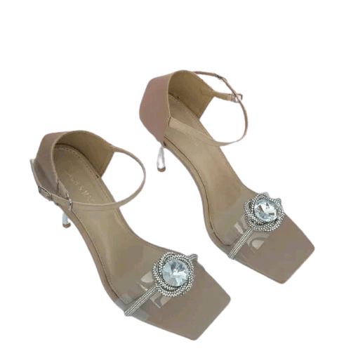 Pearl Shoes Stylish Crystal Rhinestones Fancy Buckle  Ankle Straps