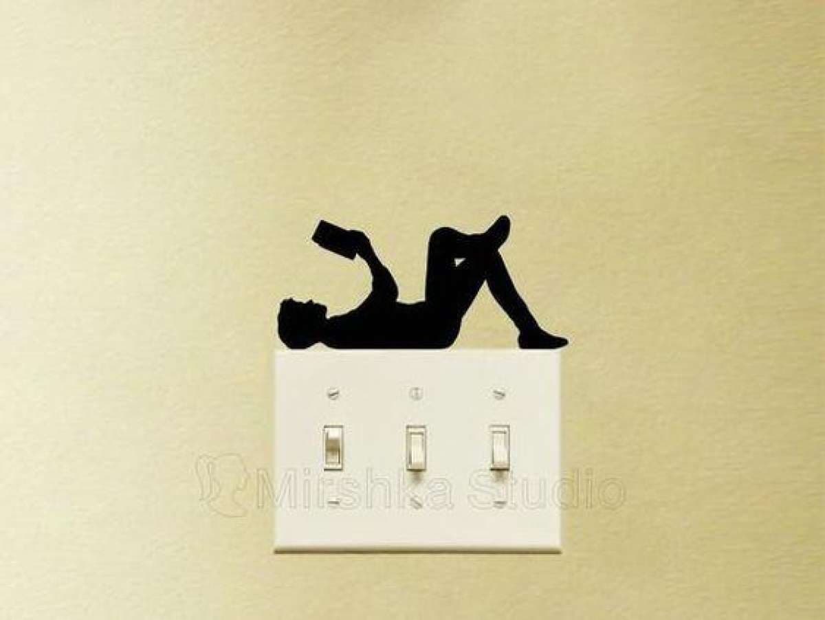 Man Reading Switchboard Wall Sticker Switch Board Stickers