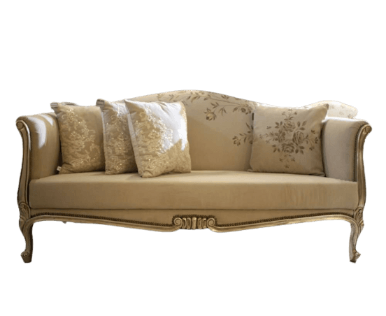3 Seats Royal Carved Custom Hand Painted Art Sofa - 1 Piece