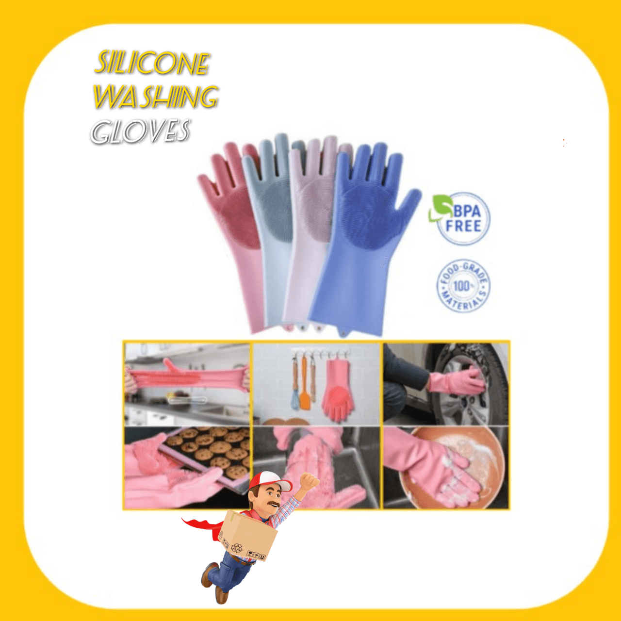 Magic Silicone Washing Hand Cleaning Kitchen Gloves - 1 Pair