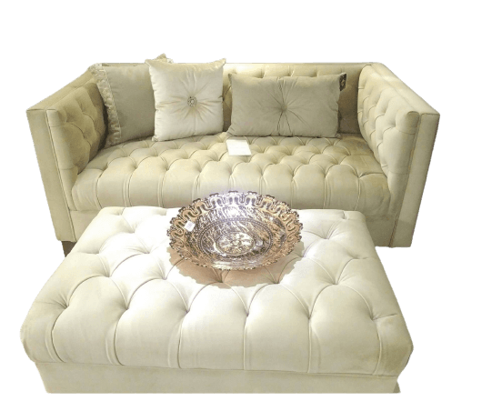 Contemporain Sofa & Tufted Ottoman - 1 Set