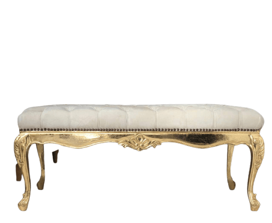 2 Seats Rosewood Bench Gold Leafing Finish - 1 Piece