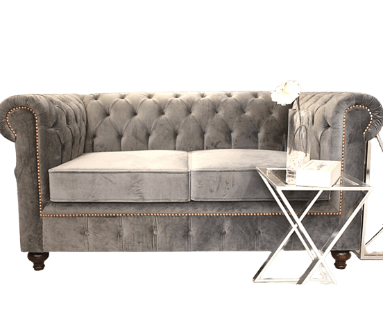 2 Seat Vintage Chesterfield Sofa Dark Grey - 1 Piece