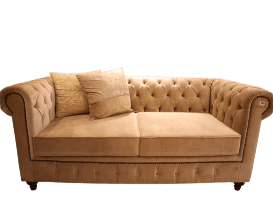 2 Seat Camel Brown Chesterfield Sofa - 1 Piece