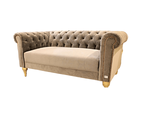 Chesterfield 2 Seat Gray Sofa - 1 Piece