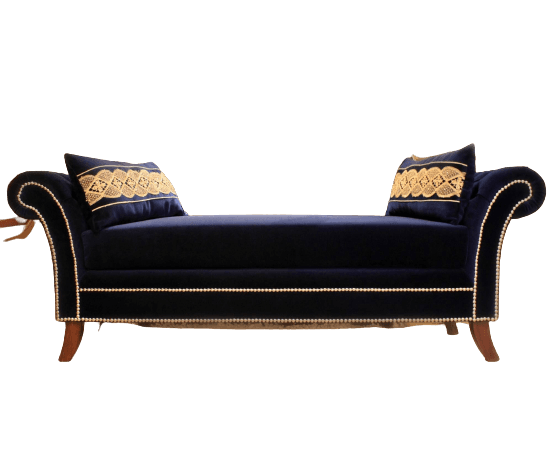 Scrolled 2 Arms Settee Blue - 1 Piece