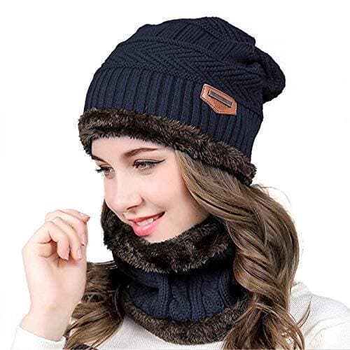 Beanie Thick Fleece Lining Winter Warm Hat Neck For Unisex