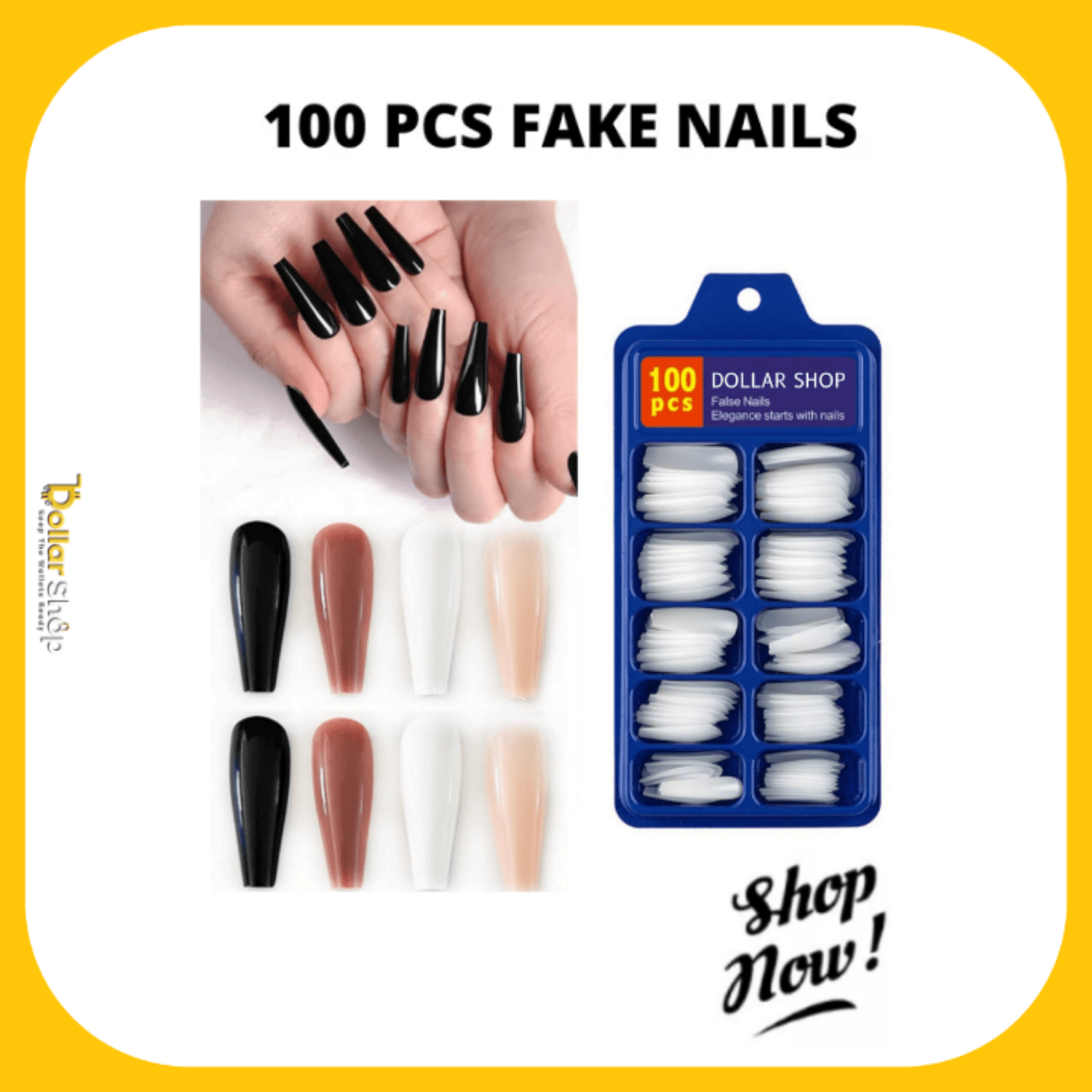 Different Types Square, Almond, Oval of Artificial Nails For Women - Pack of 100 Pieces