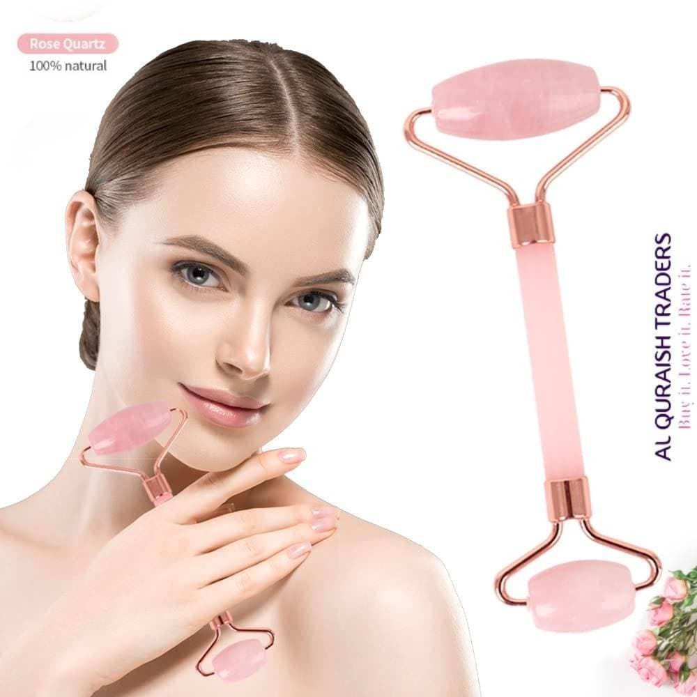 Rose Quartz Jade Facial Roller Massager (Pink)