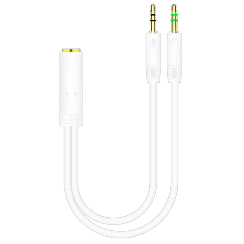 Pack Of 2 Splitter Headphone Mic Audio Adapter Female To 2 Male Cable - 3.5Mm