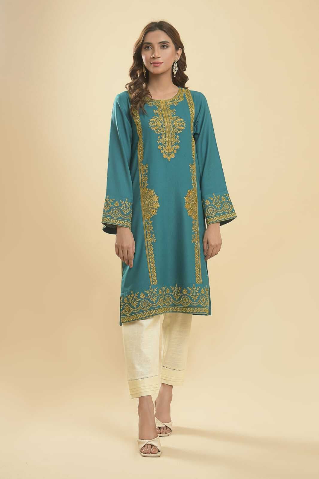 Needleast Blended Linen Single Stitched Sky Blue Shirt For Women - 1 Piece