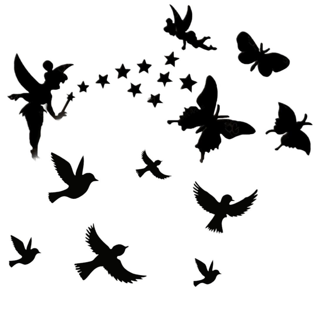 Flying Wooden 3d Birds & Fairy, Star & Butterflies For Your Kids Bedroom - 1 Pack