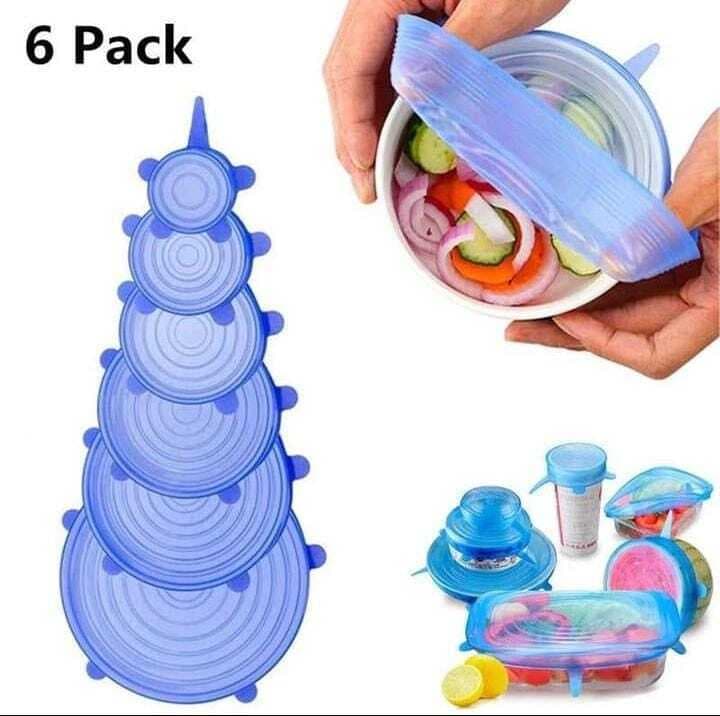Silicon Food Storage Box Lids Covers - Pack of 6 Pieces