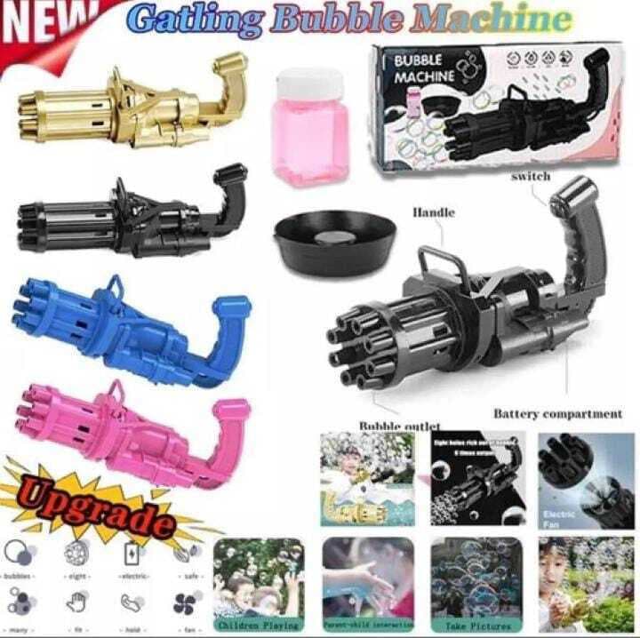Massive Bubble Gattler Toy Gun With Bubble Liquid For Kids