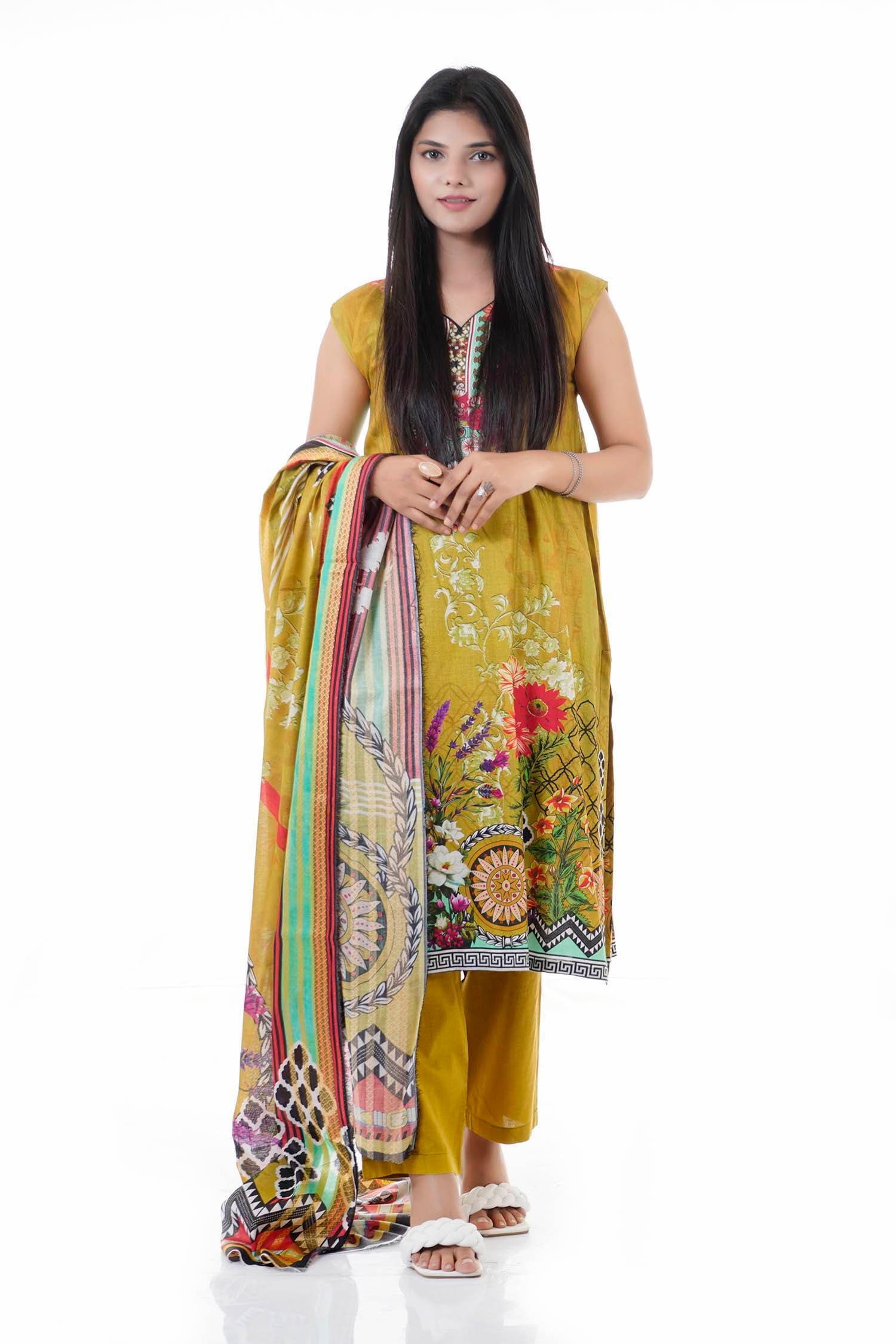 Summer Collection Digital Printed 3 Piece Lawn Suits With Chiffon Dupatta - DCS-13