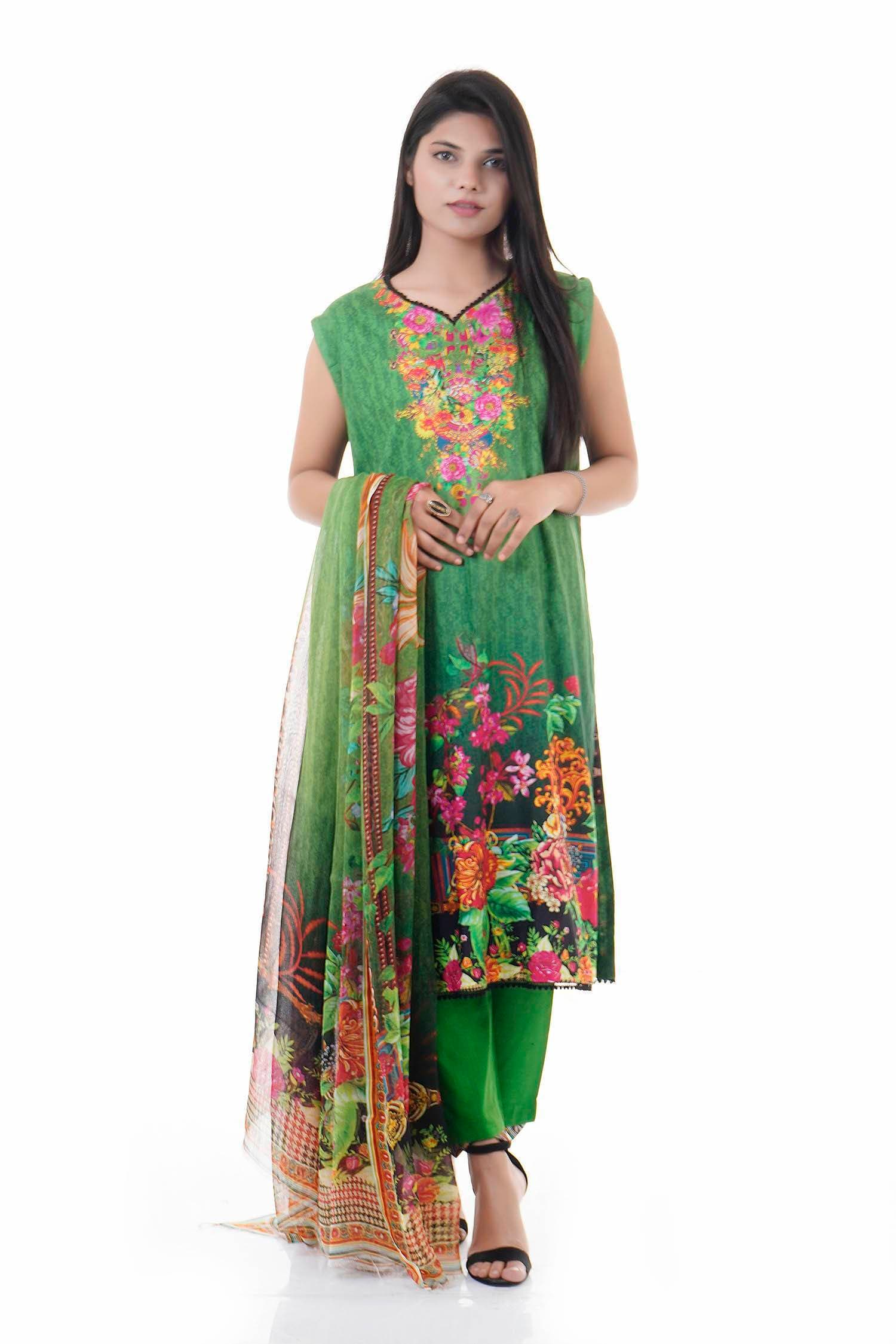 Summer Collection Digital Printed 3 Piece Lawn Suits With Chiffon Dupatta - DCS-19