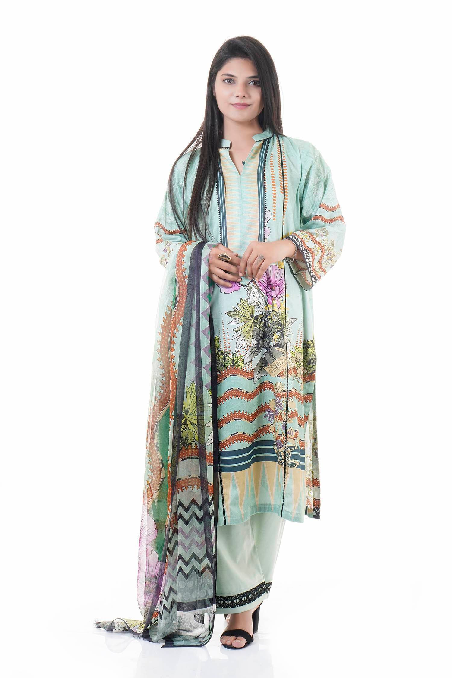 Summer Collection Digital Printed 3 Piece Lawn Suits With Chiffon Dupatta - DCS-03