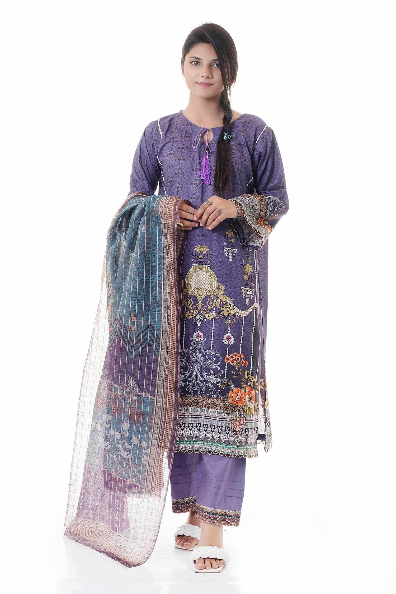 Summer Collection Digital Printed 3 Piece Lawn Suits With Chiffon Dupatta - DCS-11