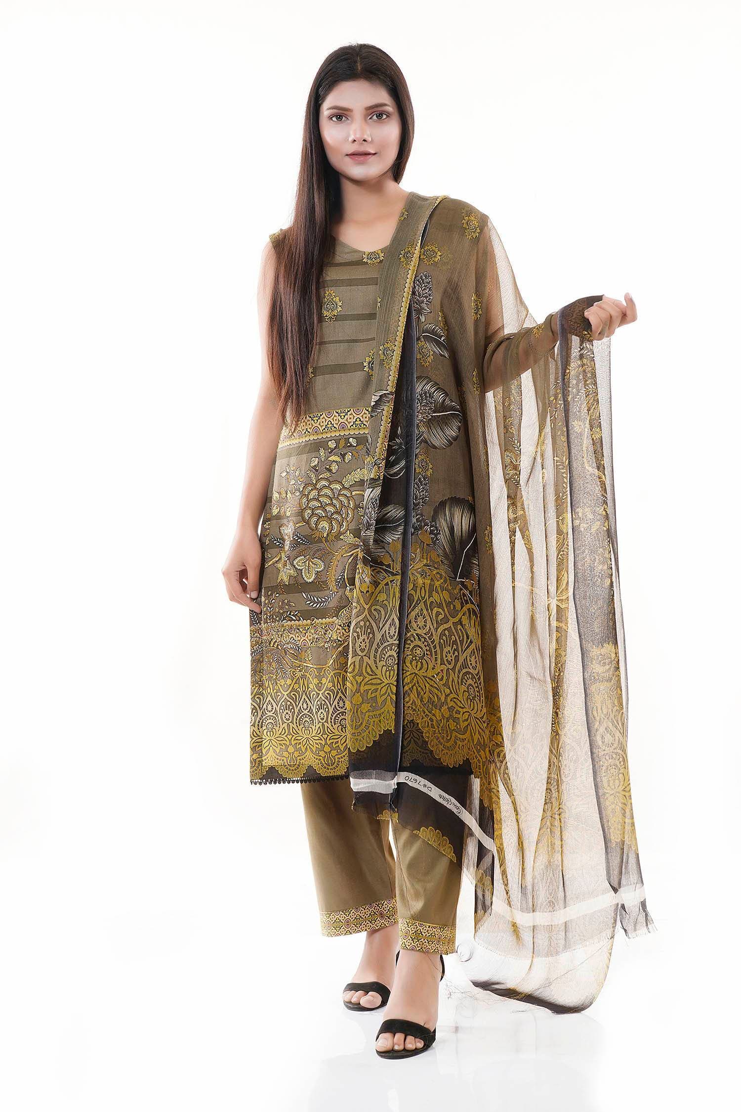 Summer Collection Digital Printed 3 Piece Lawn Suits With Daimond Lawn Dupatta - DDS-02