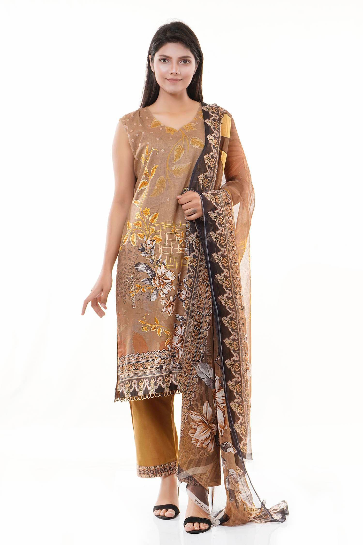 Summer Collection Digital Printed 3 Piece Lawn Suits With Daimond Lawn Dupatta - DDS-03