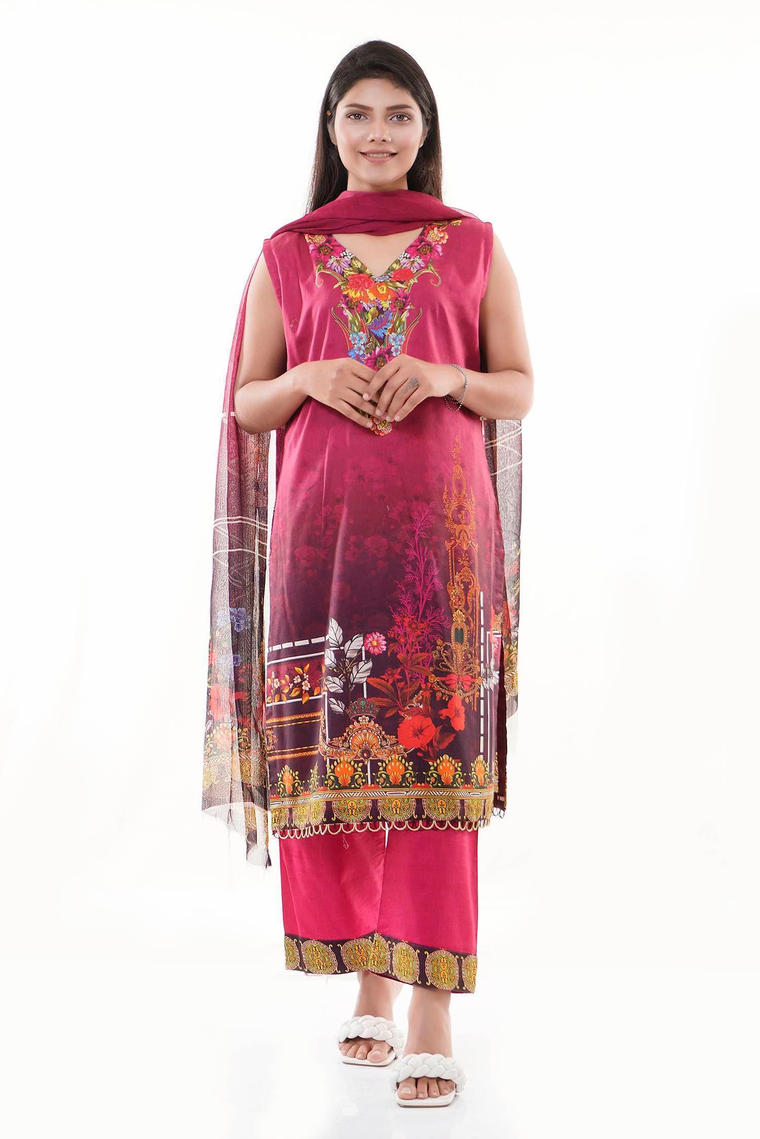 Summer Collection Digital Printed 3 Piece Lawn Suits With Chiffon Dupatta - DCS-17