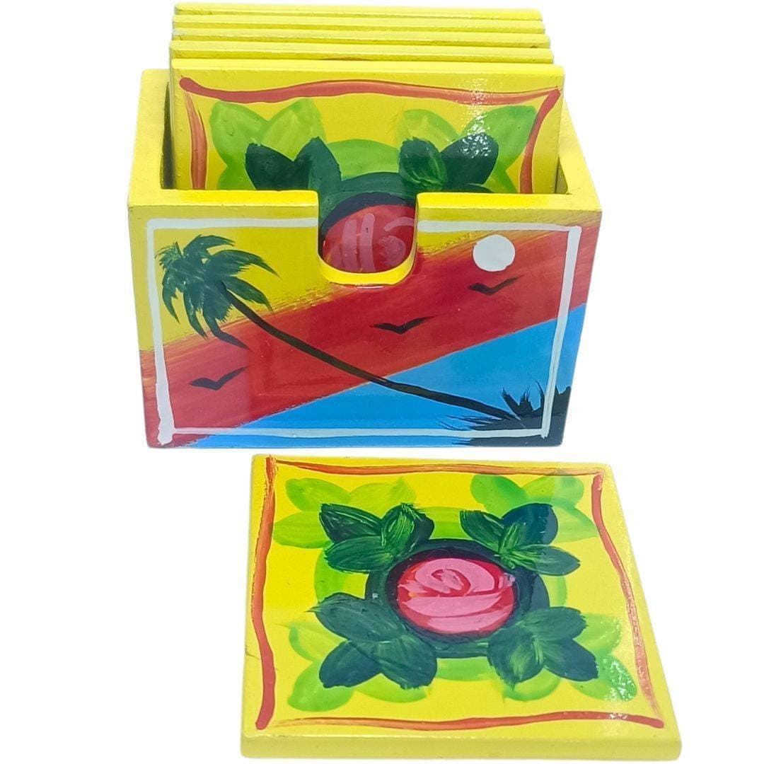 Non Slip Painted Coasters Coffee Tea Cup Mats For Office & Home - 6 PCS