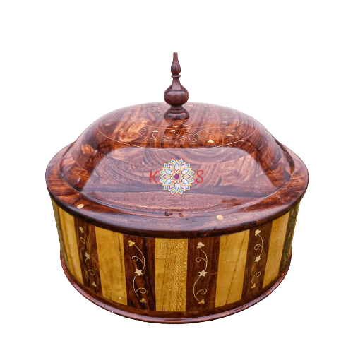 Wooden Hotpot With Steel Bowl And Brass Work