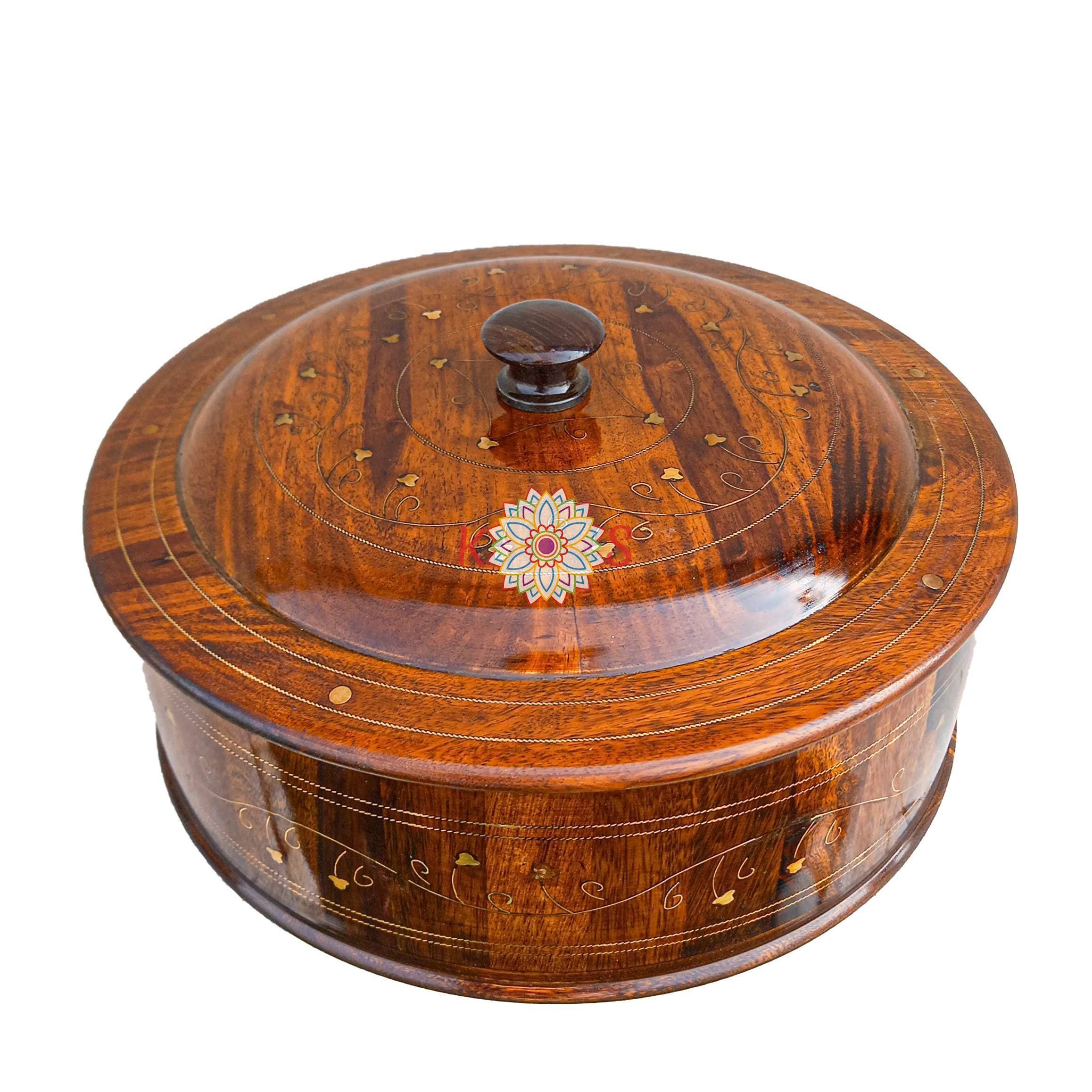 Hotpot With Brass Work Size 12 X 12 - Brown
