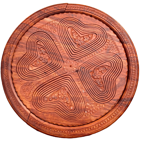 Wooden Hand Carved Dry Fruit Basket - 1 Piece