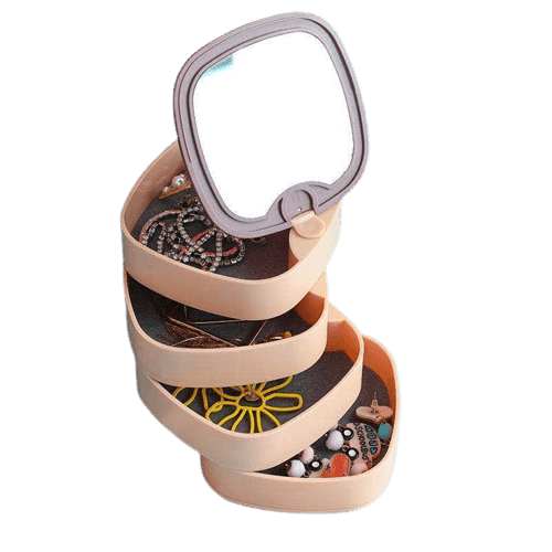 Jewelry Organizer 360 Degree Round Rotating Jewelry Storage Box - Multi