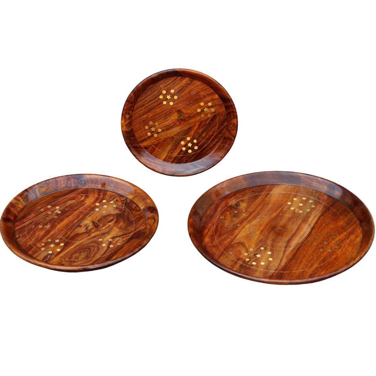 Different Sizes Wooden Serving Plate Set For Dinner - 1 Set