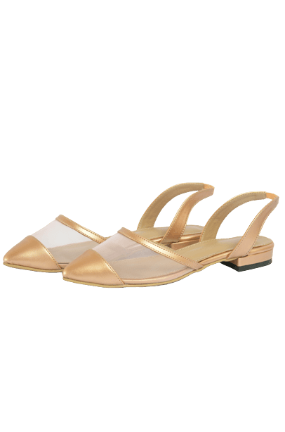 Comfortable Trendy Pointed Toe Flat Sandals For Women - Golden - 1 Pair