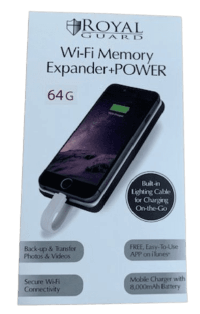 Royal Guard 64GG Wi-Fi Memory Expander With Built-In 8000 mAh Power Bank