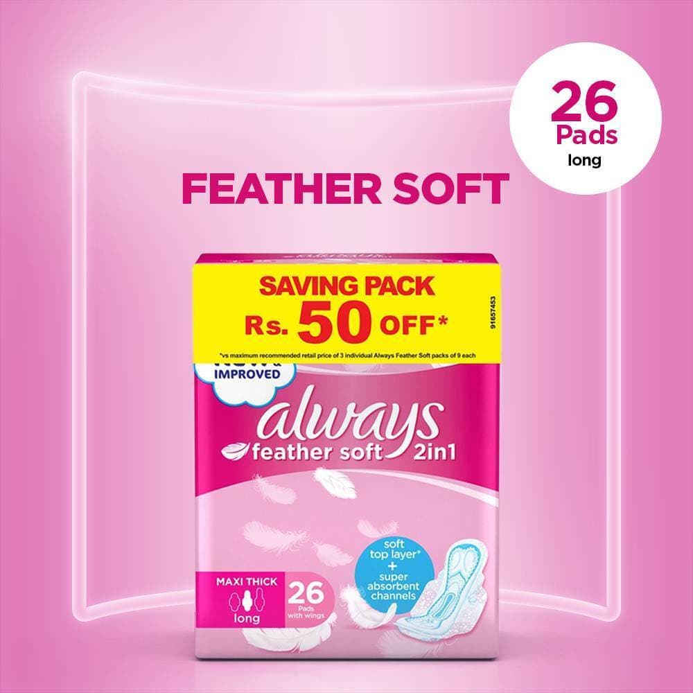 Always Feather Soft 2 in 1 Maxi Thick Long 26 Pads
