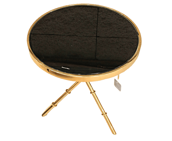 Bamboo Legs Round Side Table Black Top - 1 Piece